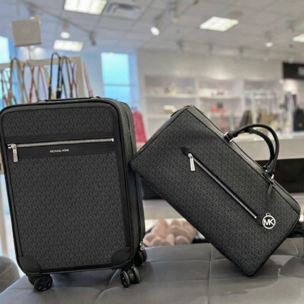 Michael Kors Black Monogram Carry-On and Matching Duffle Set
